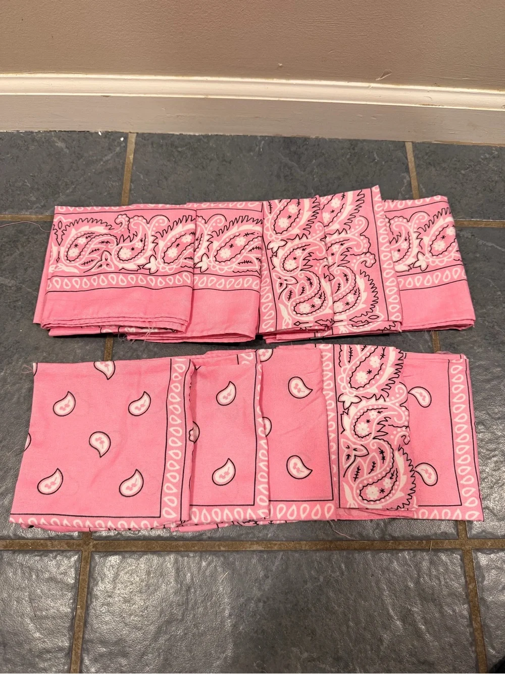 Set of 10 Pink Paisley Bandanas - like new condition